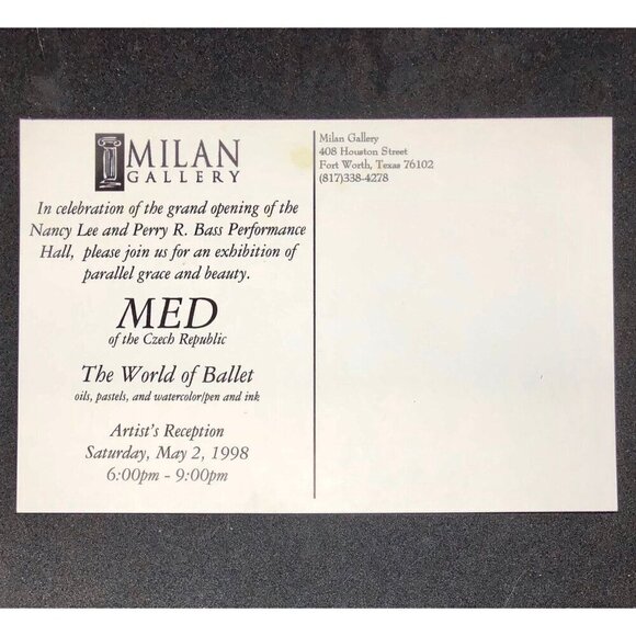 1998 POSTCARD The World of Ballet MILAN MED of the Czech Rep Artist's Reception - Picture 2 of 2